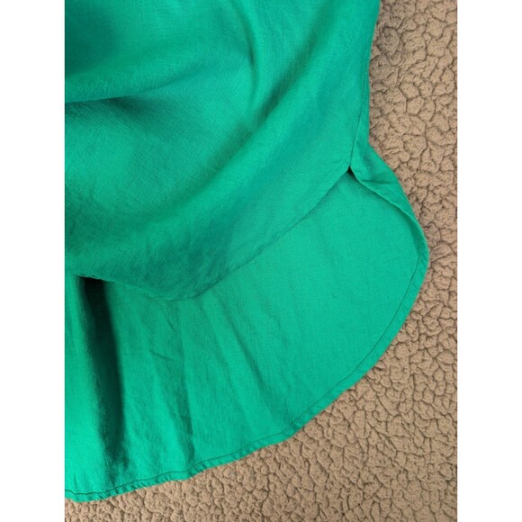 Lane Bryant Womens Top Plus 26/28 Button Up Shirt Linen Blend Kelly Green - Picture 8 of 13